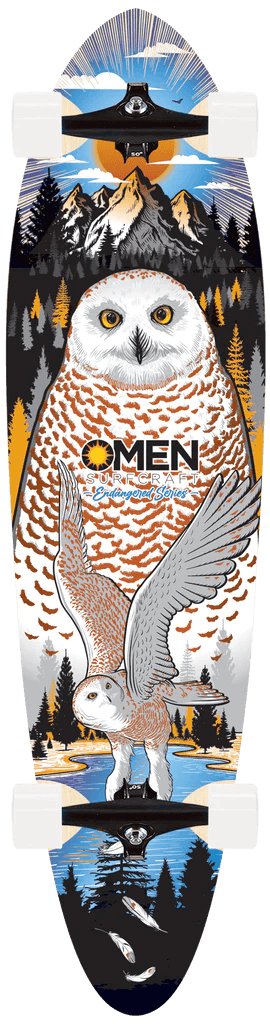 Omen: 38" Snowy Owl Longboard Skateboard Complete - MUIRSKATE