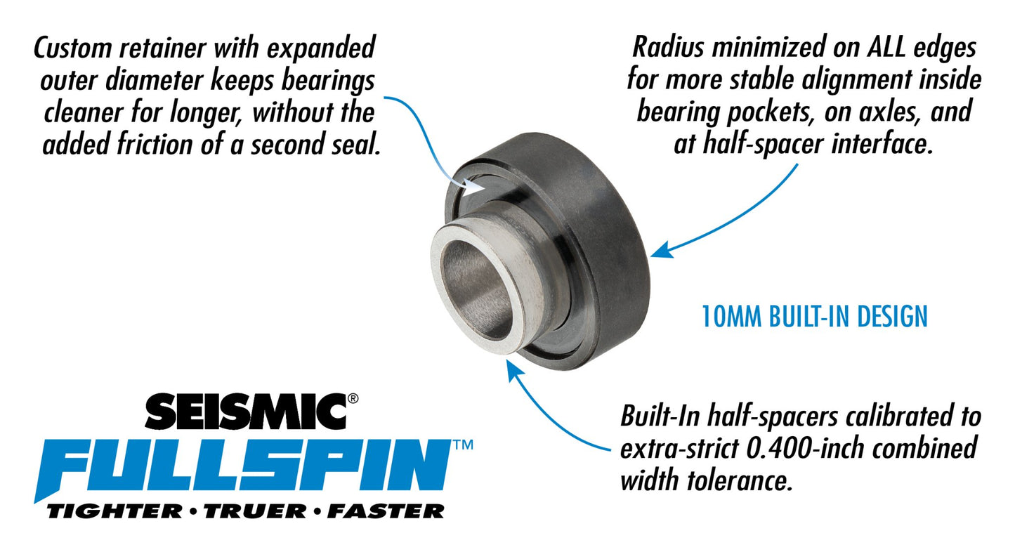 Seismic: Fullspin 10mm XT Ceramic Built - in Longboard Skateboard Bearings - MUIRSKATE