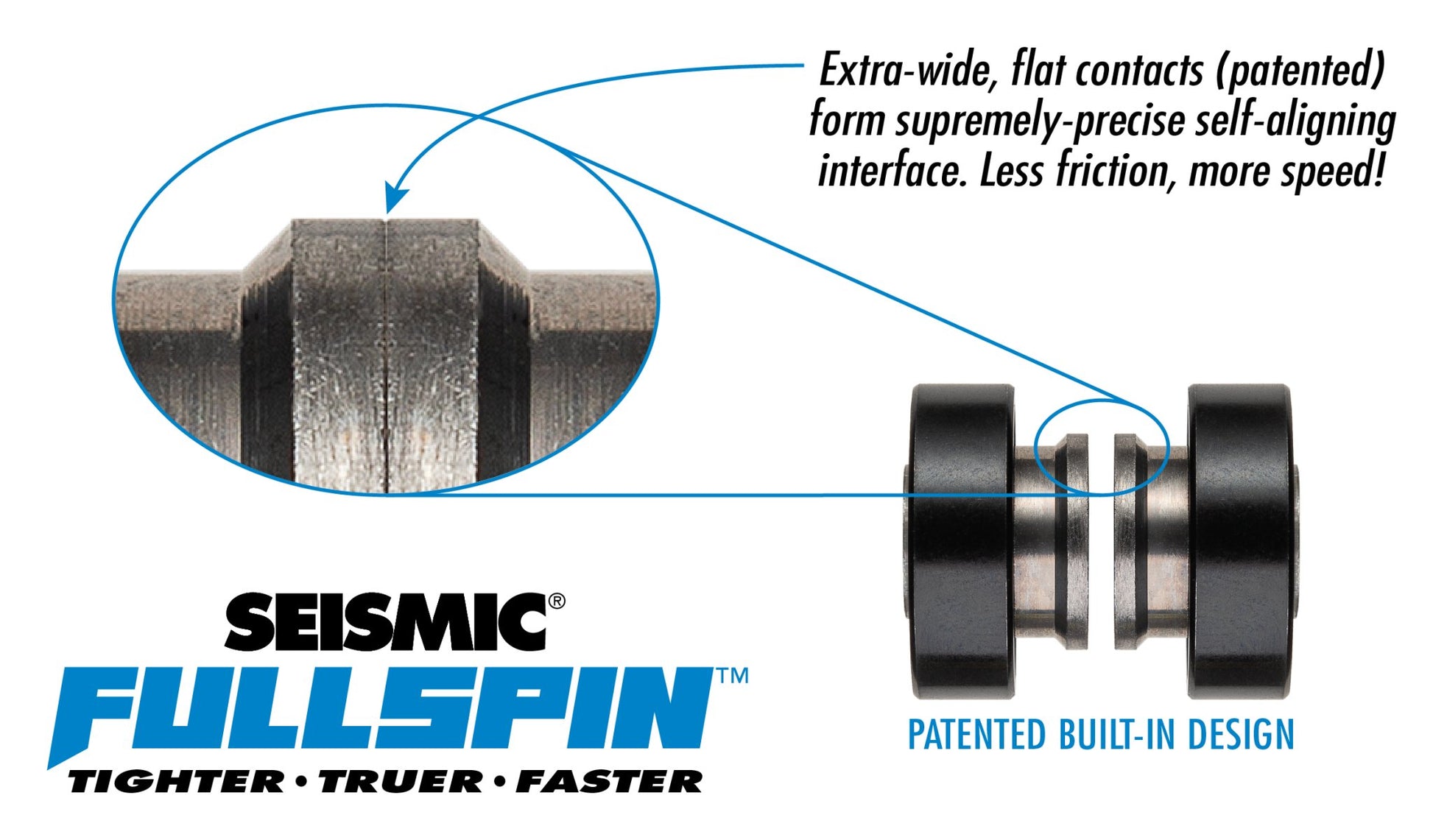 Seismic: Fullspin 6 - Ball XT Steel Built - in Longboard Skateboard Bearings - MUIRSKATE