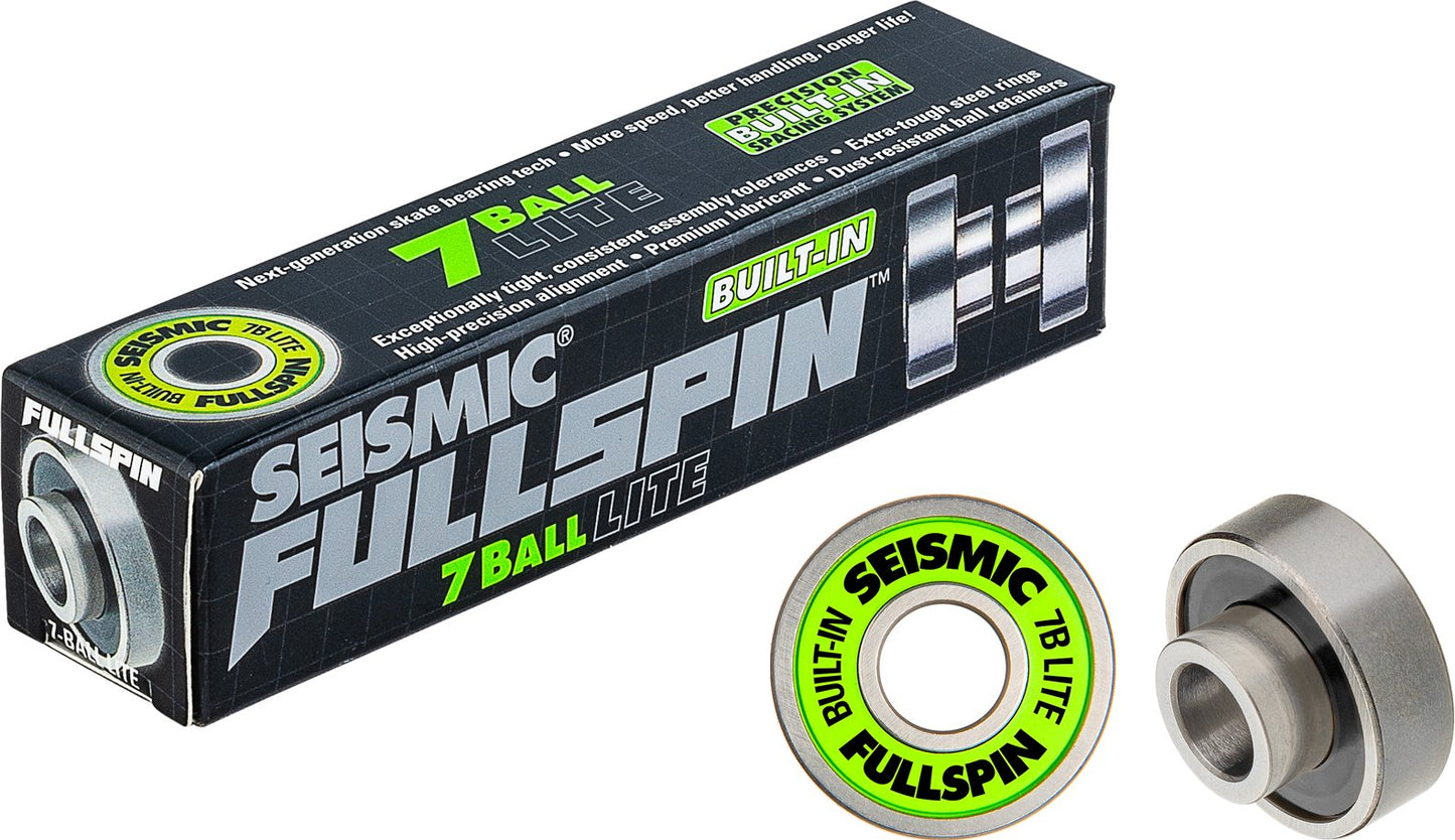 Seismic: Fullspin 7 - Ball LITE Built - in Longboard Skateboard Bearings - MUIRSKATE