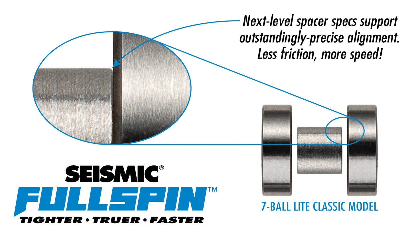 Seismic: Fullspin 7 - Ball LITE Classic Longboard Skateboard Bearings - MUIRSKATE